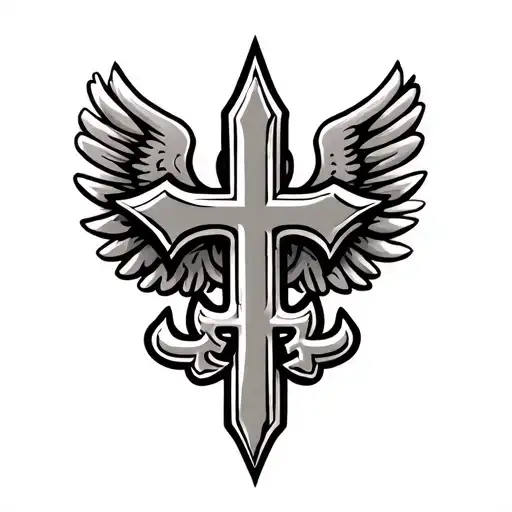 Saints Logo Intertwined With Cross Combined With Wings