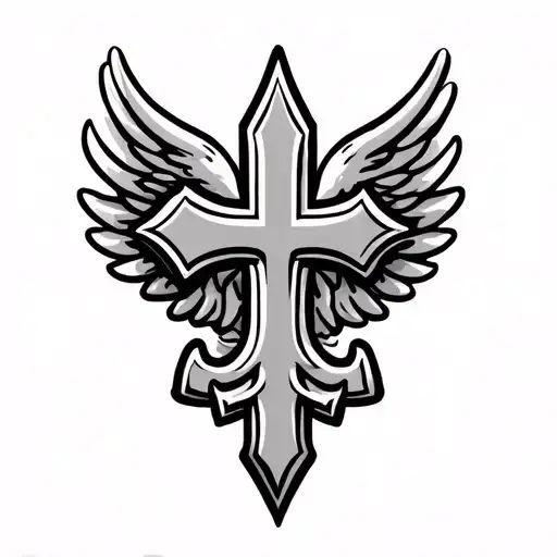 Saints Logo Intertwined With Cross Combined With Wings