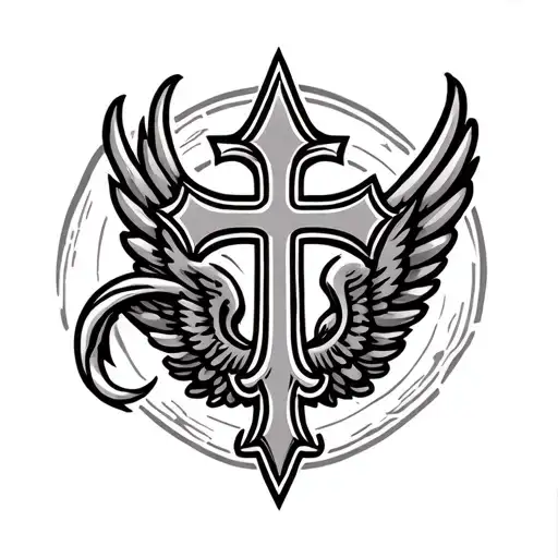 Saints Logo Intertwined With Cross Combined With Wings
