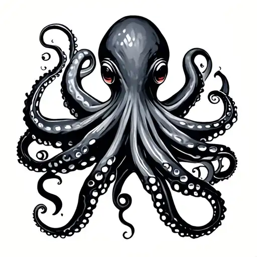 All Black Octopus Wrapped Around Leg Below Knee