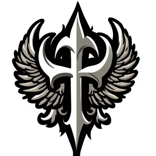 Saints Logo Intertwined With Cross Combined With Wings