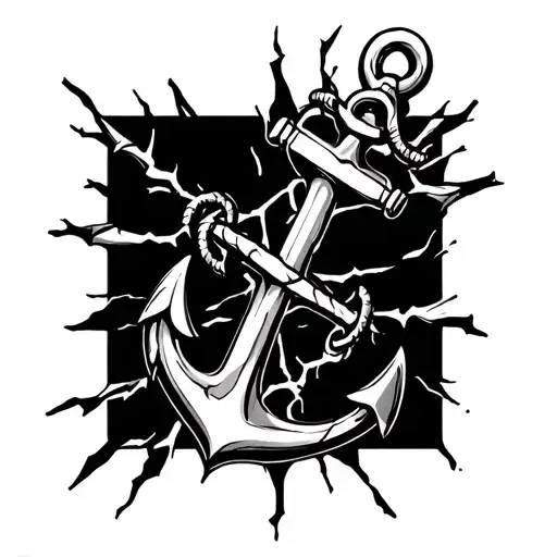 Tatoo Anchor With Thousand Cracks