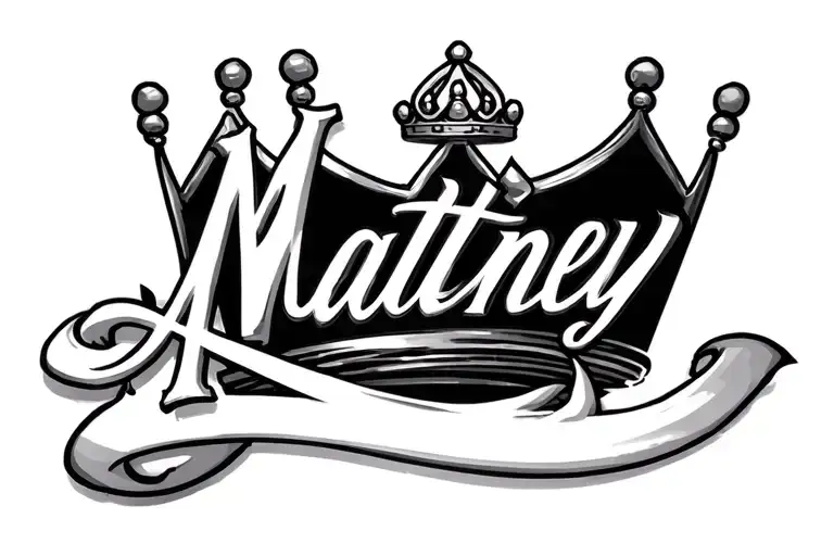 Matney In Cursive With A Crown Surrounded