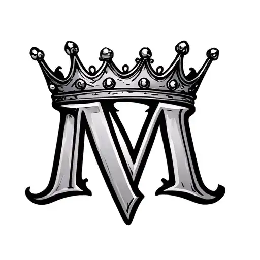 Cursive Letter M With Queen Crown
