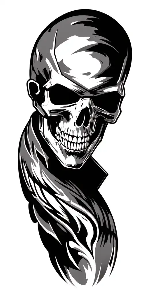 Biker Style Tattoo With All The Flashwork