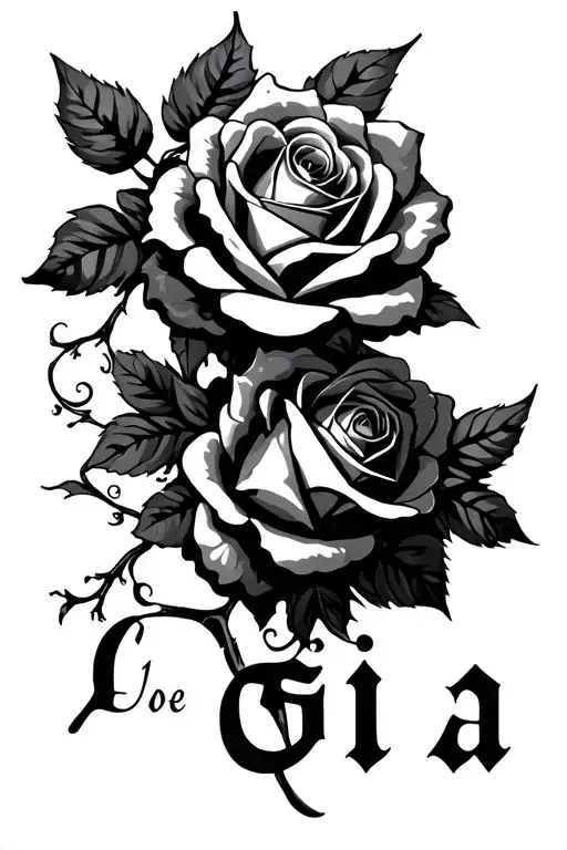 The Name Gia Rose With Roses And Vines