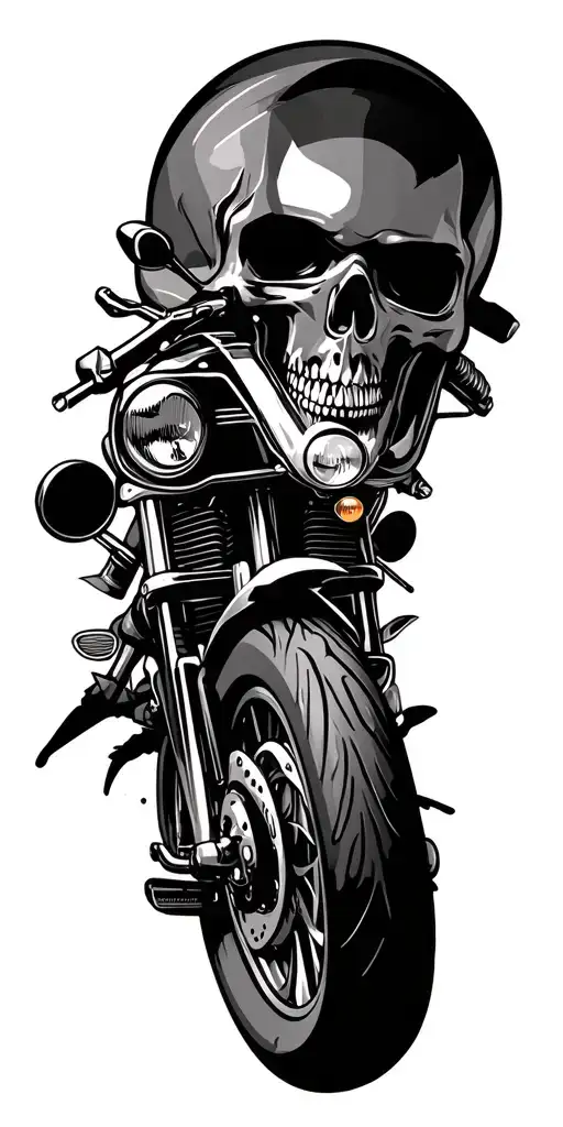 Biker Style Tattoo With All The Flashwork