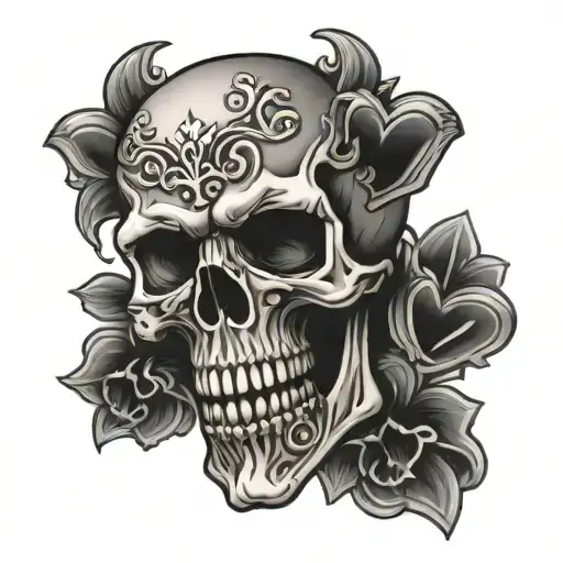 Skull And Hearts With 444 Incorporated