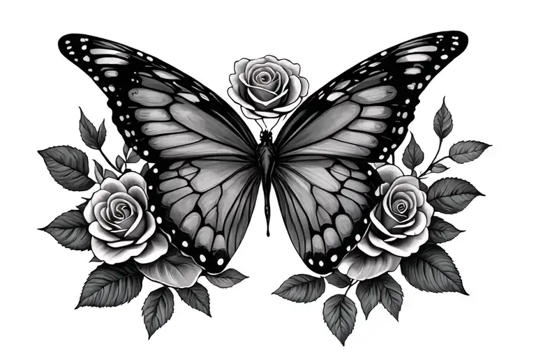 Roses Around Butterfly Wings Around Wedding Band