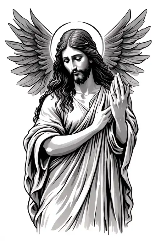 Women Touching Jesus Robe Standing