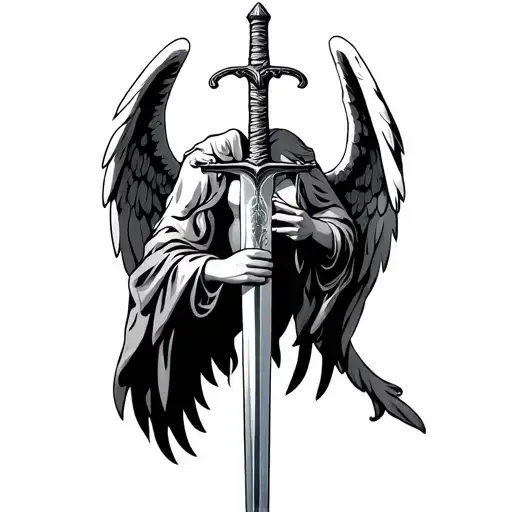 Lung With Angel Holding A Sword