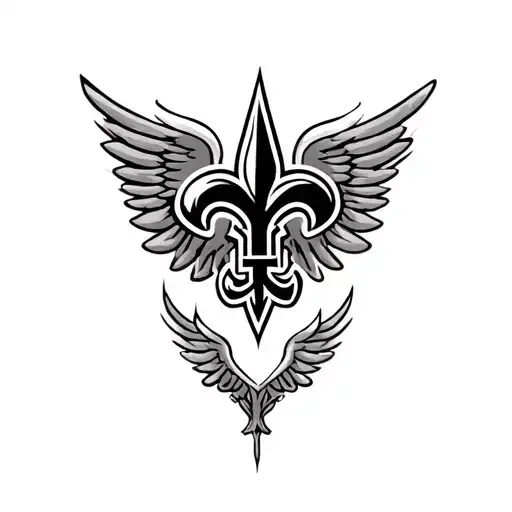 New Orleans Saints Logo With Heart Surrounded By Wings