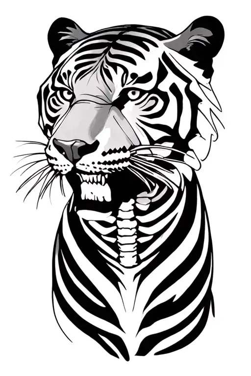 Tiger Face And Body Mixed It Skeleton
