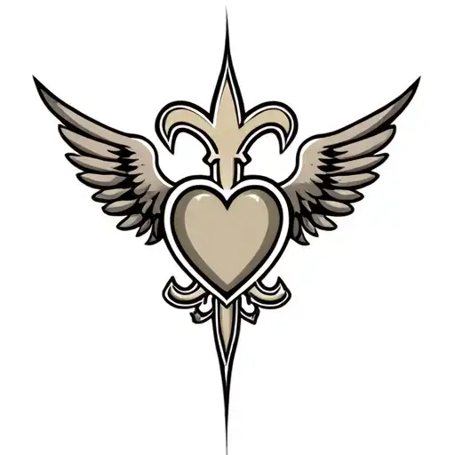 New Orleans Saints Logo With Heart Surrounded By Wings