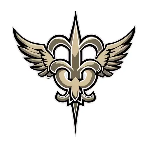 New Orleans Saints Logo With Heart Behind Logo Surrounded By Wings