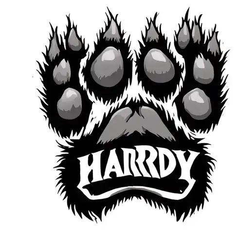 Bear Paw Print With The Name Hardy In It
