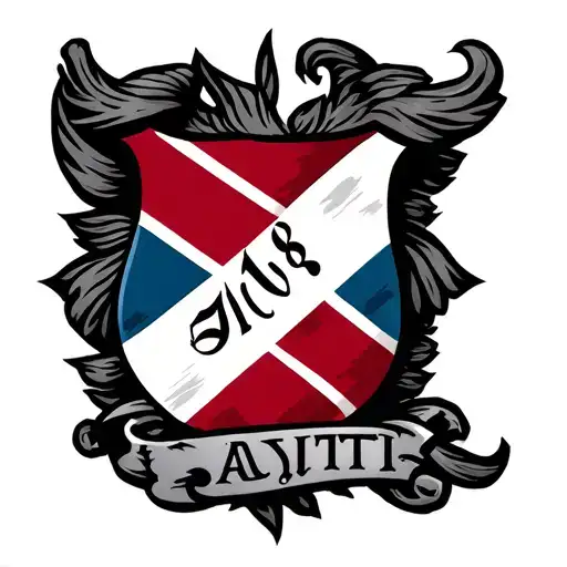Chest Tattoo With The Number 518 With The Word Ayiti Inside Haiti Flag Coats Of Arms