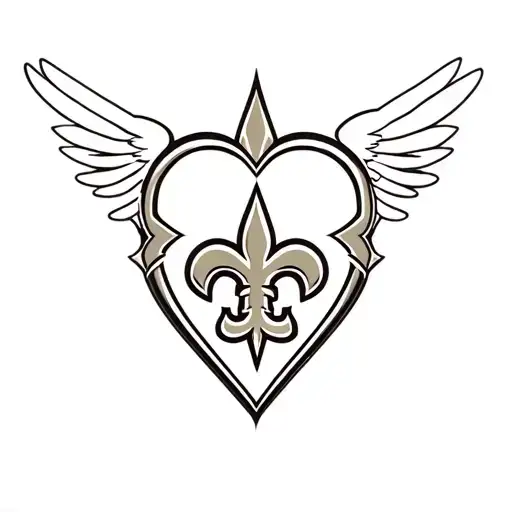 New Orleans Saints Logo With Heart Behind Logo And Surrounded By Wings