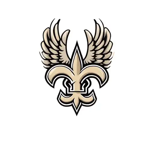 New Orleans Saints Logo With Heart Behind Logo And Surrounded By Wings