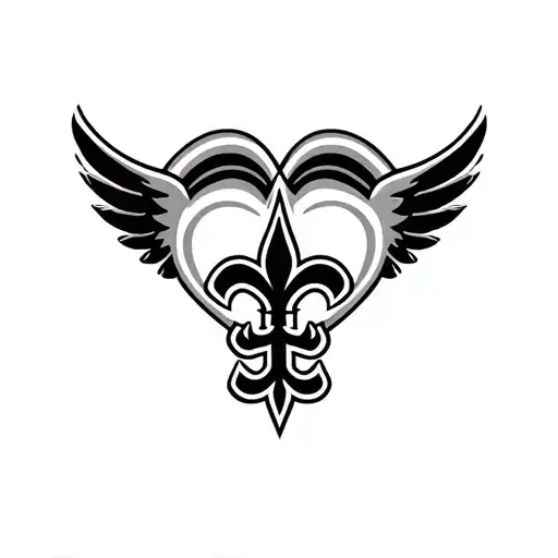 New Orleans Saints Logo With Heart Behind Logo And Surrounded By Wings