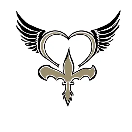 New Orleans Saints Logo With Heart Behind Logo And Surrounded By Wings