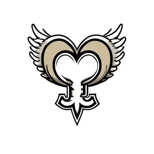 New Orleans Saints Logo With Heart Behind Logo And Surrounded By Wings