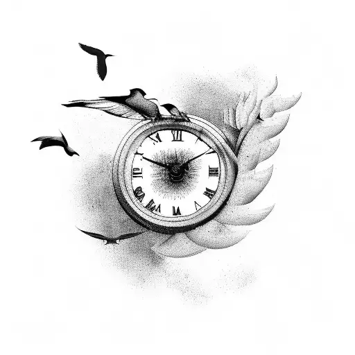 Birds Flying Out Of The Clock
