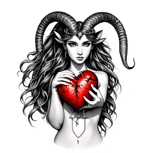 Capricorn Lady Holding A Libra Heart