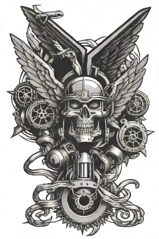Turbo Motor Air Force Special Forces Emblem Intertwined