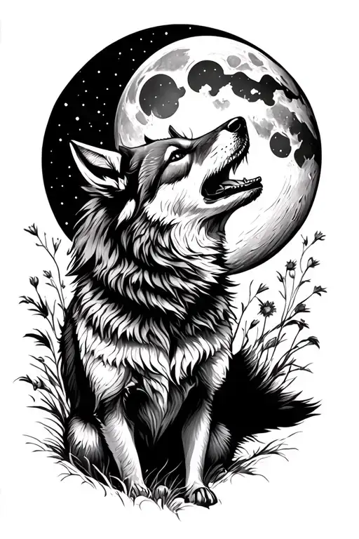 Coyote Howling At Eidelweiss Moon