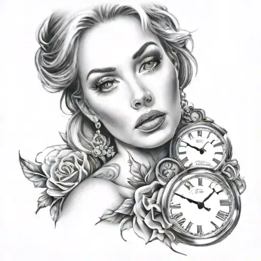 Realistic Woman Face Clock