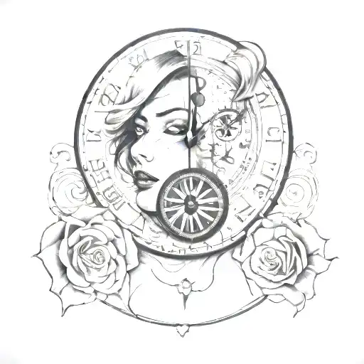 Realistic Woman Face Clock