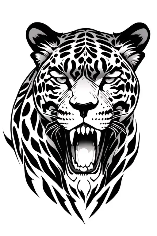 Black Jaguar That Has A White Skull Pattern Incorporating Elements