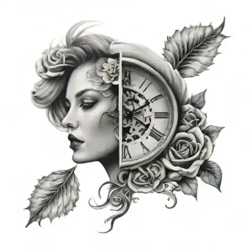 Realistic Woman Face Clock