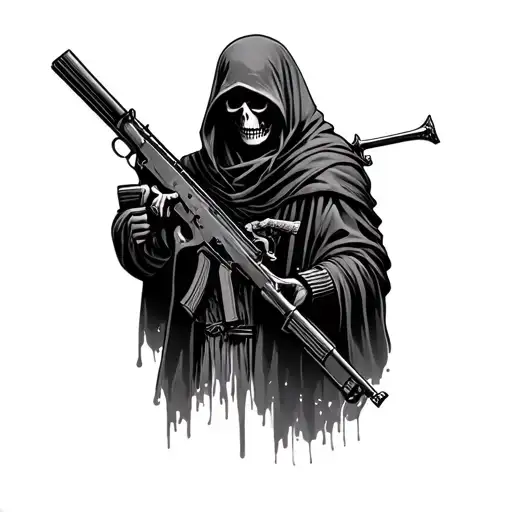 Grim Reaper Holding Ak 47 Rifle