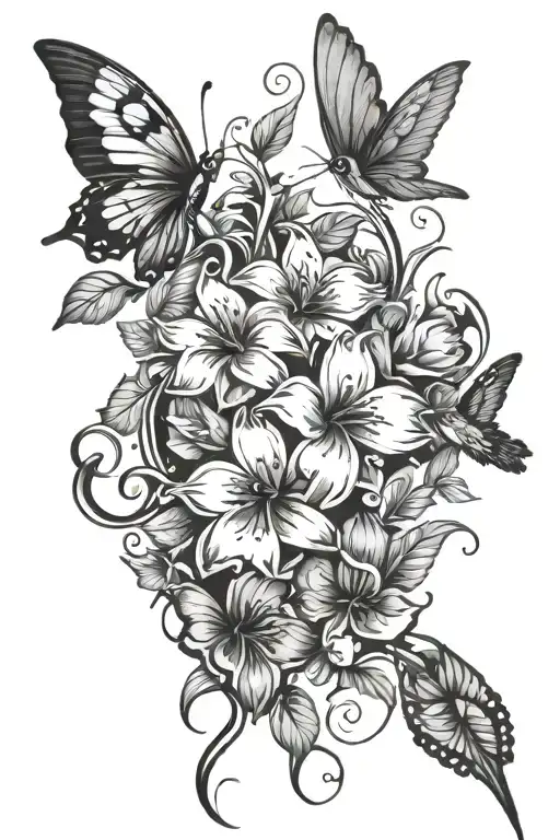 Flower Vines With Butterflies And Hummingbirds