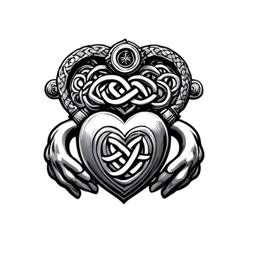 Steampunk Celtic Knot Claddagh With Celtic Knot Heart