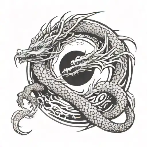 Ying Yang Dragon Unique Tattoo Design