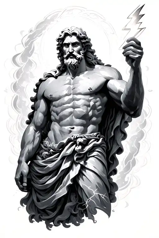 Zeus Holding A Lightning Bolt
