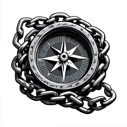 Chain Wraped Around A Compass Surrounded