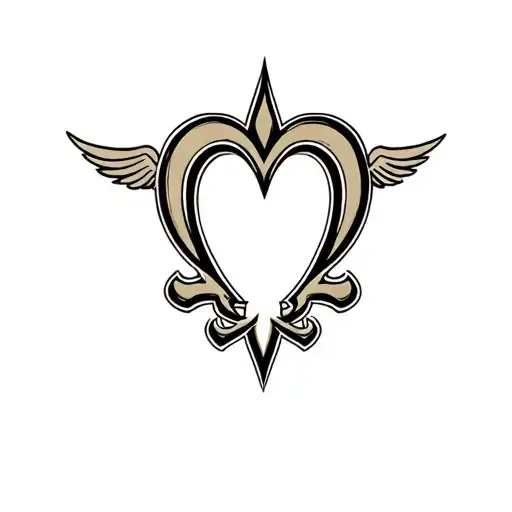 New Orleans Saints Logo Intertwined With Heart And Wings
