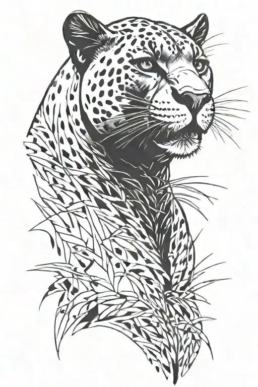 Panther Facing To The Side Minimalisitic Art