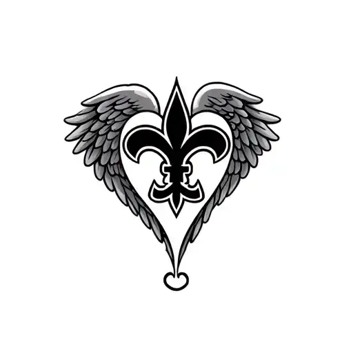 New Orleans Saints Logo Intertwined With Heart And Wings
