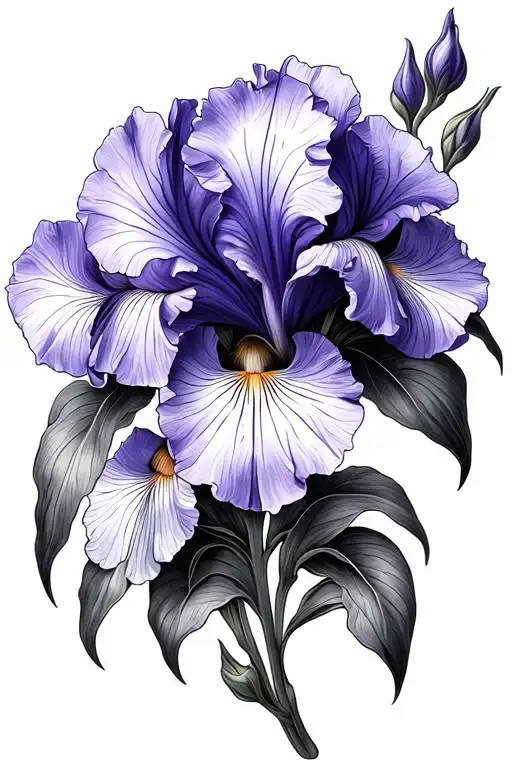 Violet Flower And Iris Flower