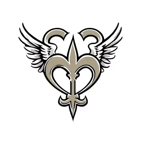New Orleans Saints Logo Intertwined With Heart And Wings