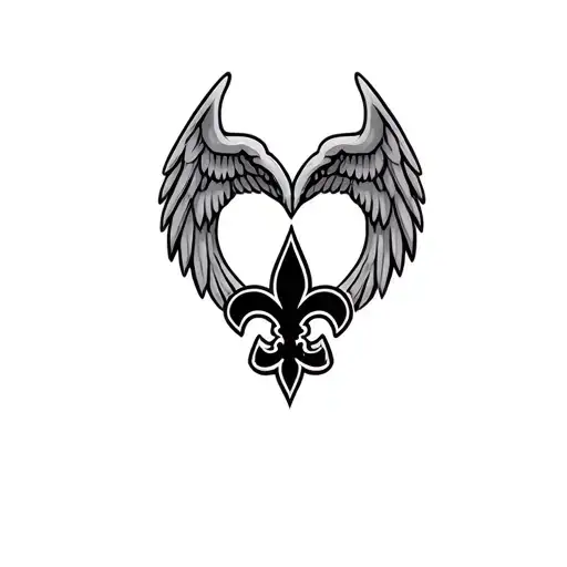 New Orleans Saints Logo Intertwined With Heart And Wings