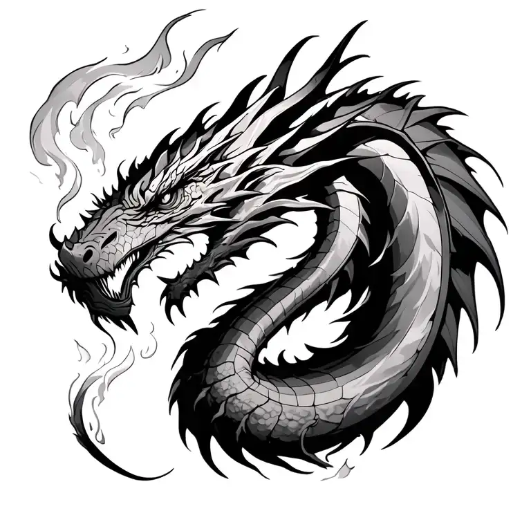 Flared Dragon Breathing Fire