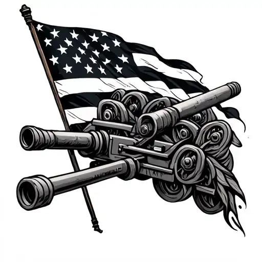 Artillery And Flag Intertwined