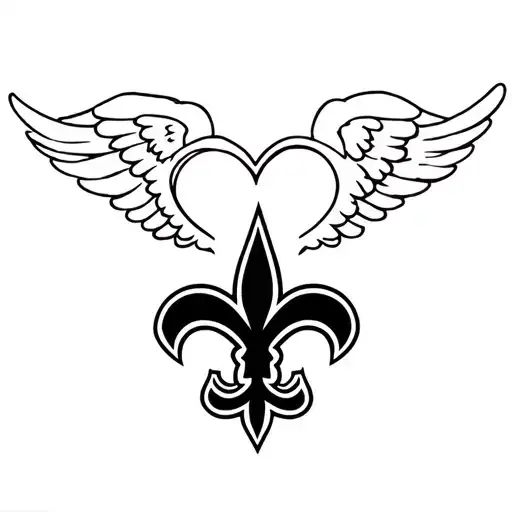 New Orleans Saints Logo Intertwined With Heart And Wings