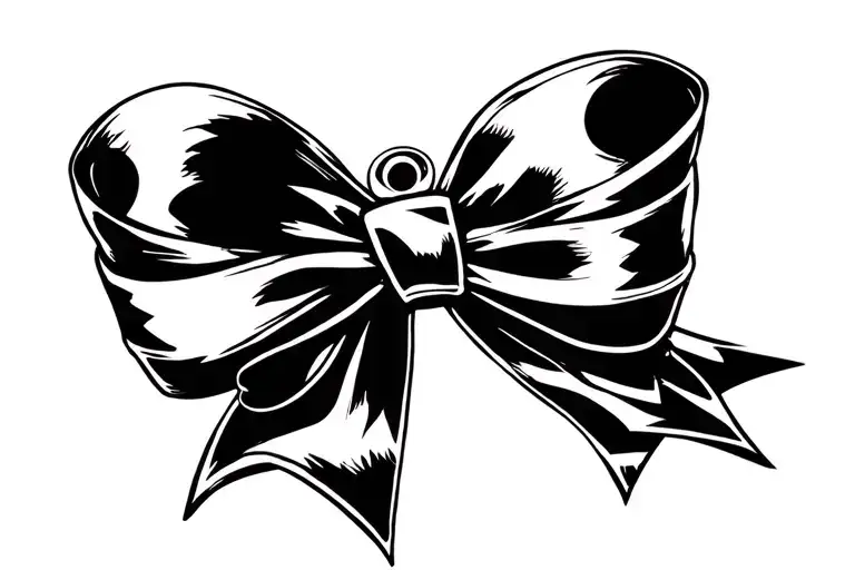 Dainty Cute Ribbon Black And White Sailor Moon Makeup Chest Tattoo Below The Collarbones